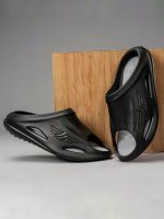 Casual Sliders for Men | Refined Round-Toe Shape with a Relaxing Slip-On Support | Black