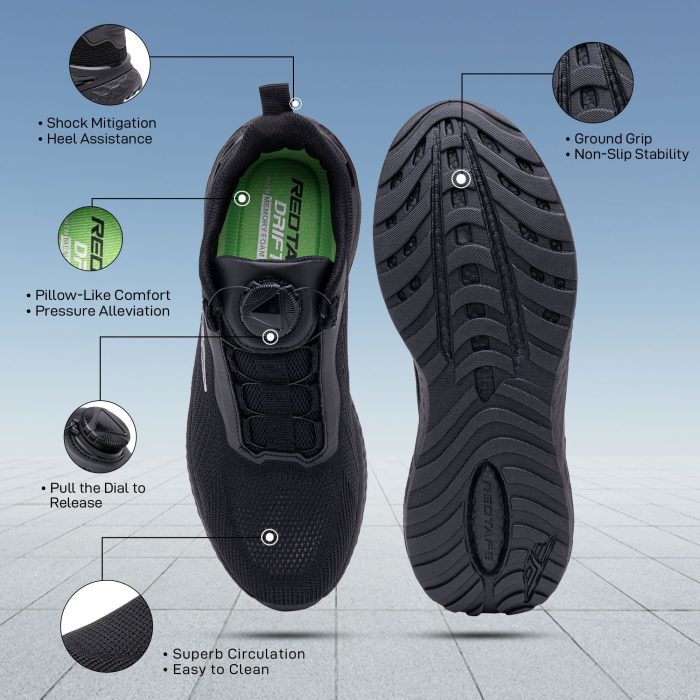 Redtape Dial lace Sports Sneakers | Full-Black Edition - Image 2