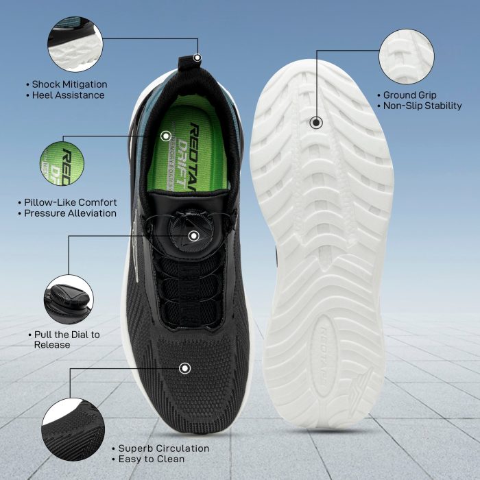 Redtape Dial Lace Sport’s Sneakers | Black White Edition - Image 2