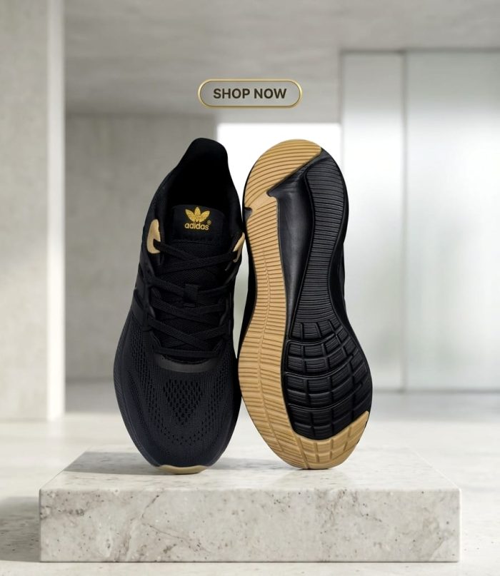 Adidas Pureboost 23 – Black/Metallic Gold - Image 3
